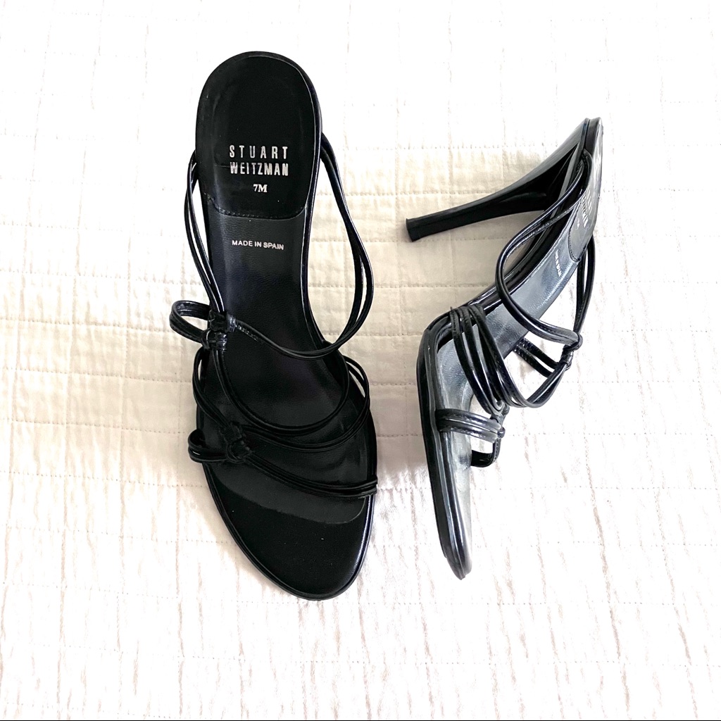 Euc Stuart Weitzman Black 4” Strappy Sandals